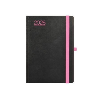 Naptár, tervező, A5, heti, TOPTIMER, "Nero", fekete-pink