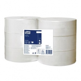 Toalettpapír, T1 rendszer, 2 rétegű, 26 cm átmérő, Universal "Jumbo", fehér