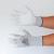 Védőkesztyű, karbonszálas, PU tenyerén mártott, M méret, fehér-szürke